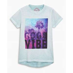 Tricou albastru cu imprimeu cu palmieri Good Vibes pentru băieți - Next