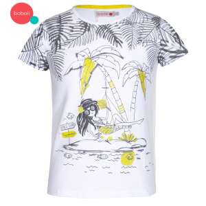 Boboli Beach Girls T-Shirt mit Palmen und Mädchen in einer Hängematte - Boboli