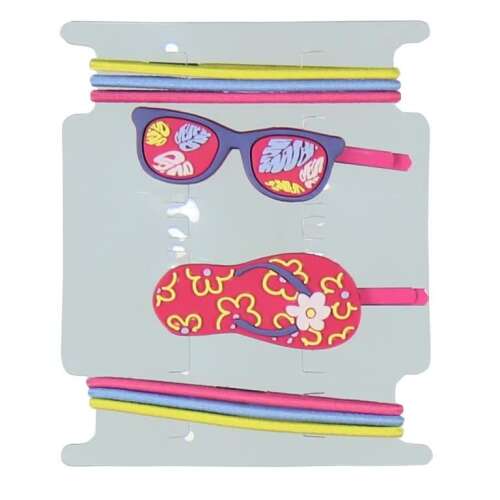 3er Set Haarklammern mit Flip Flop und Sonnenbrillen Design, perfekt für Mädchen