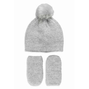 Set de căciulă și mănuși tricotate gri cu pompon pentru copii, 5-6 ani - Next