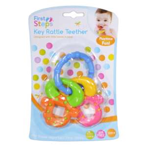 First Steps Kľúčový Chrastítko Hryzátko, bez BPA, od 6 mesiacov, hryzátko pre bábätká, hryzátko, v tvare kľúča, farebné, chrastítko, pre bábätká, hračka pre bábätká, hračka pre deti - Starostlivosť o zúbky bábätiek