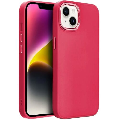 Apple iPhone 17 Pro Max, Szilikon tok, közepesen ütésálló, fémhatású kamera keret, Frame Case, magenta 159736117 - Műszaki cikk és elektronika