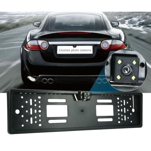 Waterproof License Plate Backup Camera with LED Lights installed on car