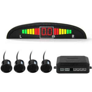 Univerzális ultrahangos tolatóradar, tolató szenzor készlet, fekete, kijelzővel, 4 szenzorral, vezérlőegységgel - Tolatóradar