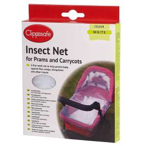 Clippasafe Insektenschutznetz für Kinderwagen und Babytragen, weiß, schützt das Baby vor Fliegen, Wespen, Mücken und anderen Insekten - Clippasafe