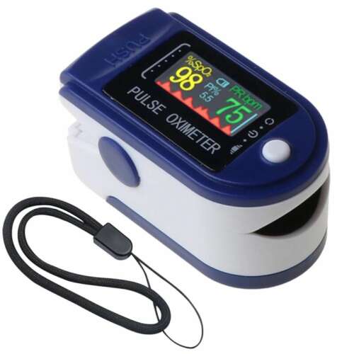 Fingertip pulse oximeter, blood oxygen monitor, heart rate monitor with color display
