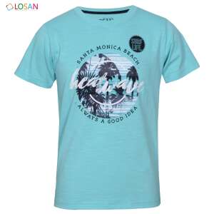 Детска тениска LOSAN Santa Monica Beach Surf Life за момчета, тюркоазено синьо, 2-3 години (98 cm) - Мода и обличане