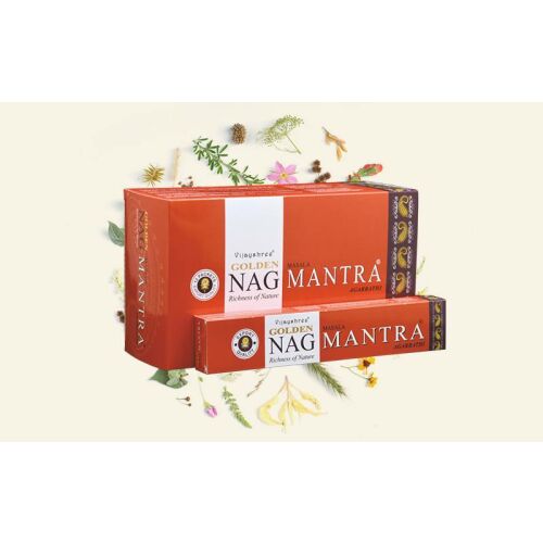 Golden Nag Mantra Masala Füstölő pálcika doboz és csomagolás virág dekorációval