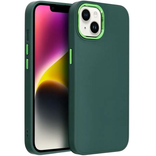 Xiaomi Redmi Note 13 Pro 4G / Poco M6 Pro 4G, Szilikon tok, közepesen ütésálló, fémhatású kamera keret, Frame Case, zöld 159819183 - Telefontok