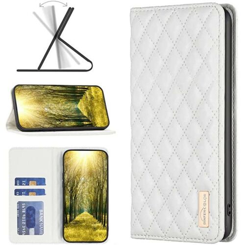 Samsung Galaxy M54 5G SM-M546B, Oldalra nyíló tok, stand, kártyatartóval, 3D rombusz minta, Wooze Pillow, fehér 159820515 