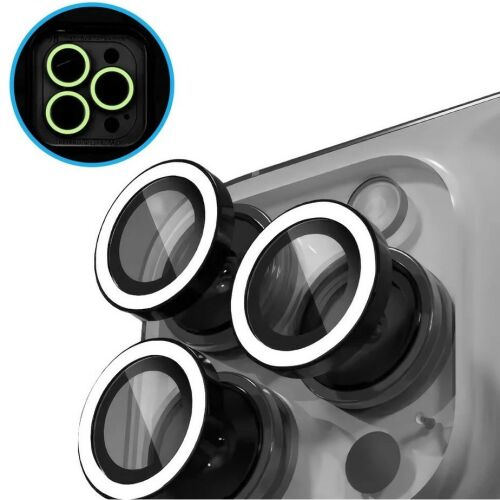Apple iPhone 16 Pro / 16 Pro Max, Kamera lencsevédő fólia, ütésálló fólia, Tempered Glass (edzett üveg), sötétben világít, Xprotector Luminous, fehér 159825356 - Kijelzővédő fólia