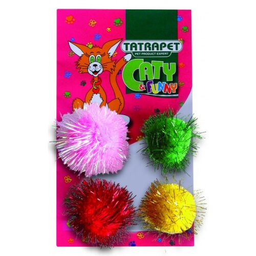 TatraPet Caty & Funny színes labdák macskáknak, 4 darabos csomag. - Macskajáték