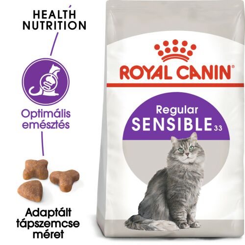 Royal Canin Sensible 33 száraz macskaeledel érzékeny emésztésre, tápszemcse mérete és optimális emésztés ábra - Macskaeledel