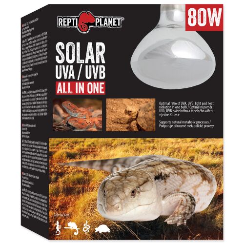 Repti Planet 80W Solar UVA/UVB izzó csomagolása, all-in-one hüllő terrárium világítás - Terrárium világítás