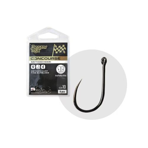 Benzar horgok CONCOURSE METHOD CARP Finom, horgas nélküli, 14-es méret, 8 db/csomag 159900640 - Horog, forgó és kapocs