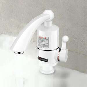 White Instant Water Heater Tap with 3 kW Power, Vertical Connector