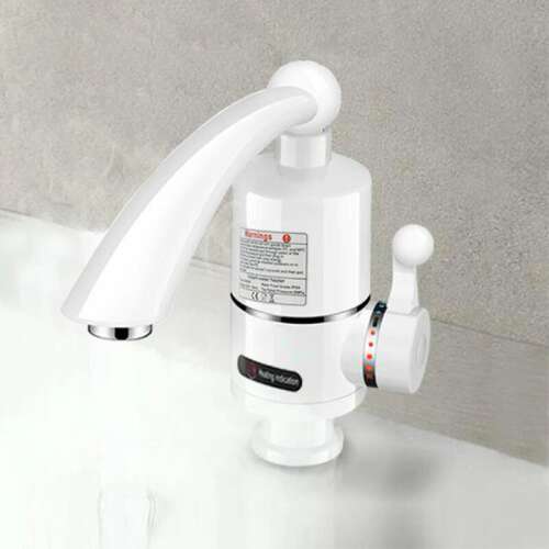 White instant hot water tap, 3kW, installed on a sink