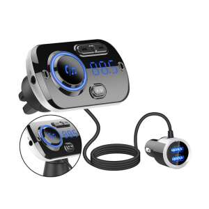 Bluetooth FM transzmitter autós töltővel, kihangosító, zene lejátszás, 2 USB port - Transzmitter