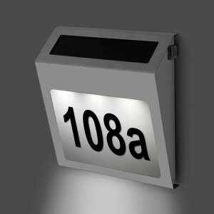 Solar Powered House Number Sign with LED Backlight - Stainless Steel Frame