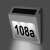 Solar powered house number sign with LED backlight, stainless steel frame, illuminated house number 108a