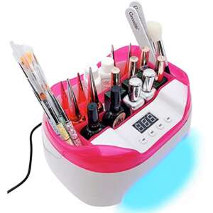2in1 LED UV Nagellampe mit Aufbewahrung, rosa und weiß, zum Aushärten von Gellack und zur Aufbewahrung von Nagelkunstzubehör - Nageldesign