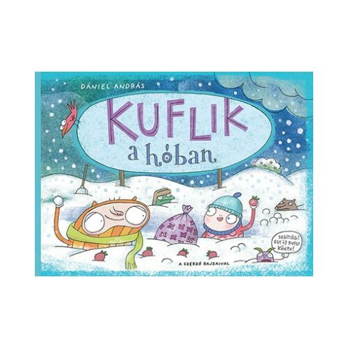 Kuflik a hóban gyerekkönyv borítója, rajzfilmfigurákkal havas tájon. - Pagony
