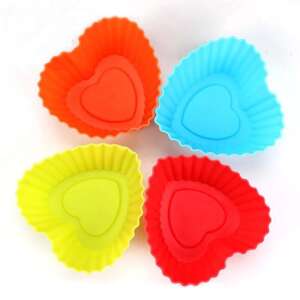 12 piece colourful silicone muffin tin - heart shaped