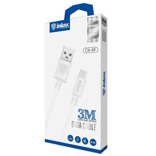INKAX CK-49 3M Micro USB adatkábel, fehér