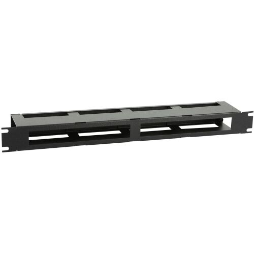Lanview 19 hüvelykes 1U kábelrendező panel fekete fedéllel, R típusú, RAO420BL - Kábelrendező