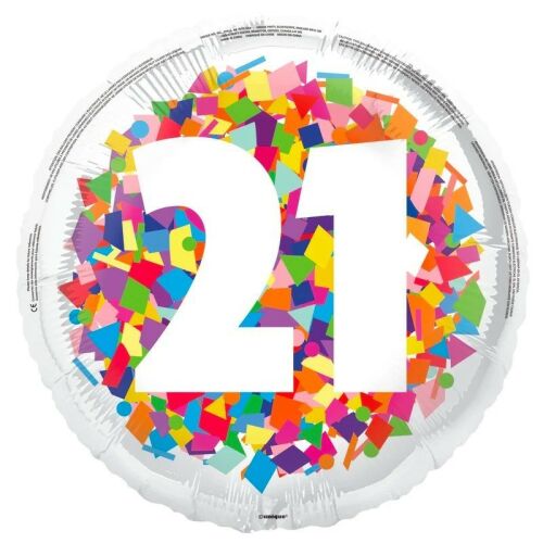 21-es Számos Konfetti Fólia Lufi, Színes Parti Dekoráció - Lufi