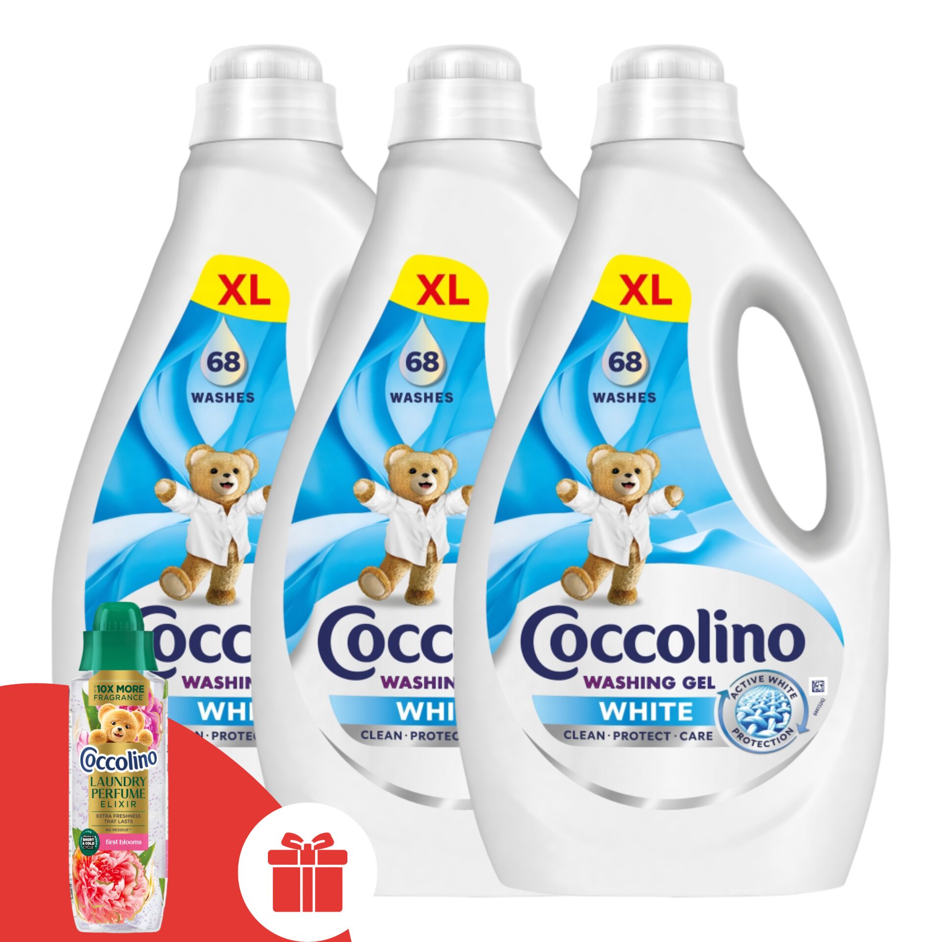E-shop Coccolino White Tekutý prací gél 3x2.72L - 204 praní + Darček Coc...