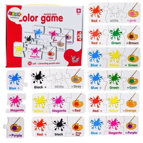 LeanToys Angol színes puzzle doboz, színkeverő oktató játék - Játék