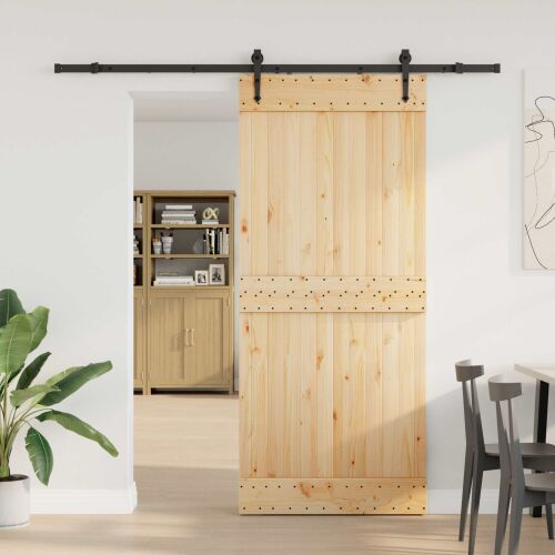 vidaXL Csúszó ajtó NARVIK Természetes és Fekete 90 x 210 cm (213,5 cm) 164779235 - Tolóajtó