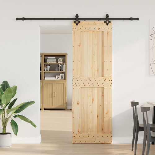 vidaXL Csúszó ajtó NARVIK Természetes és Fekete 70 x 210 cm (213,5 cm) 164779331 - Nyílászáró