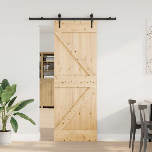 vidaXL Csúszó ajtó NARVIK Természetes és Fekete 70 x 210 cm (152,5 cm) 164779086 - Tolóajtó