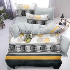 Doppler 3 részes ágyneműhuzat szett szürke és sárga geometrikus mintával - Doppler