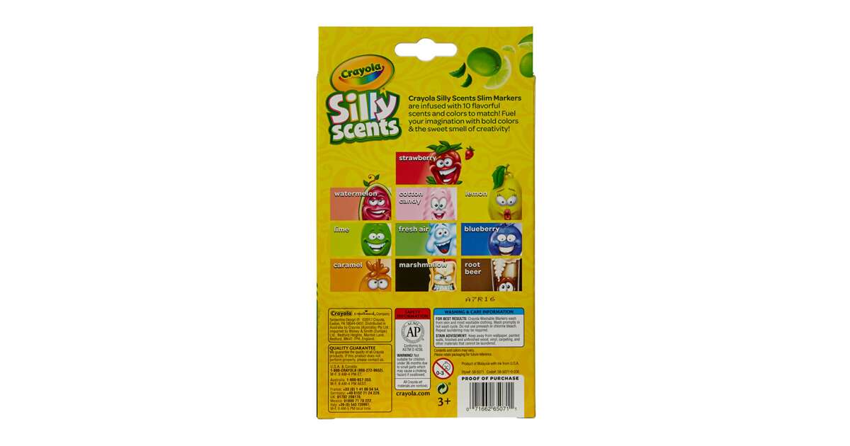 Crayola Silly Scents Slim Markers, Washable Scented Markers For Kids, 10  Pieces