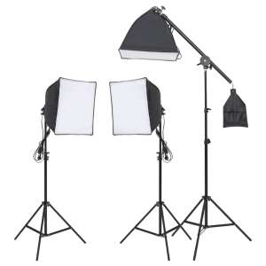 Echipament de studio foto vidaXL cu lumini, fundal și reflector - Lumini de studio și reflectoare