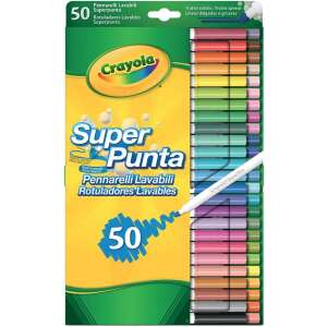 Crayola Super Tips umývateľné fixky, 50 kusov, Sada 50 umývateľných fixiek s tenkým a hrubým hrotom - Fixky