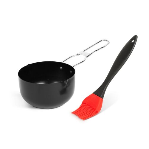 Pácoló tál ecsettel - 11,5 x 6,6 cm készlet rozsdamentes acél fogantyúval - Grill eszköz