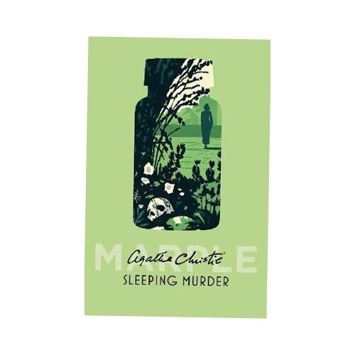 Agatha Christie Alvó gyilkosság könyvborítója, vintage dizájnnal, koponyával és egy nővel a háttérben - Krimi