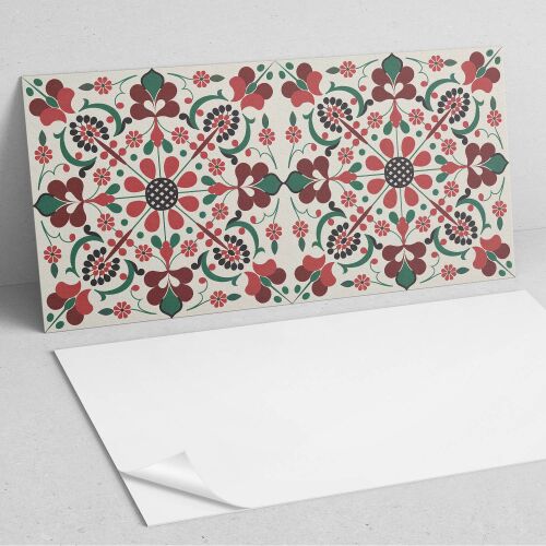 Telepítésre kész vinil panel szimmetrikus virágmintával, 100x50 cm - Falpanel és falmatrica