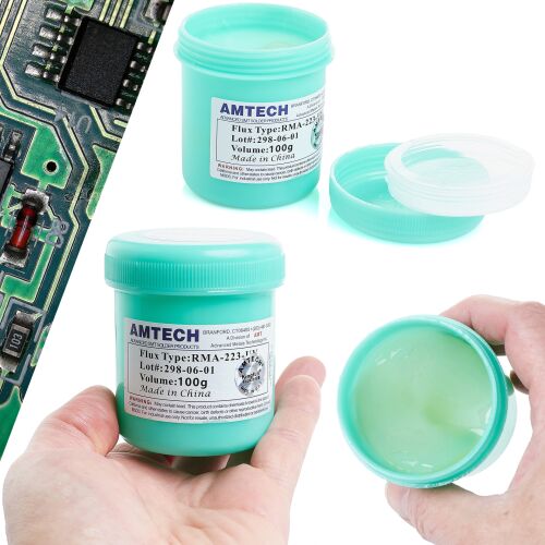 Amtech RMA-223-UV forrasztófolyadék paszta 100g felhasználási példák áramköri lapon - Forrasztógép kiegészítő