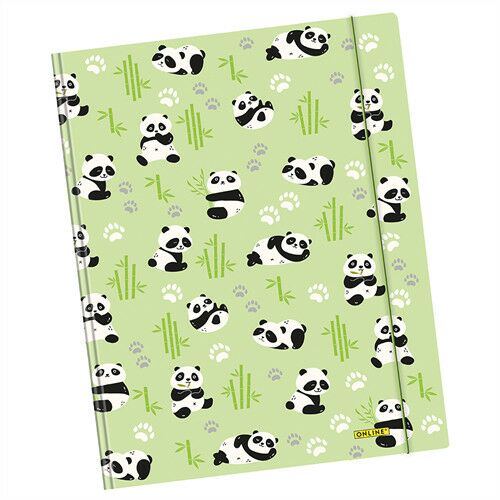 Online Panda A4 Gumis Mappa - zárt nézet panda és bambusz mintával - Gumis mappa