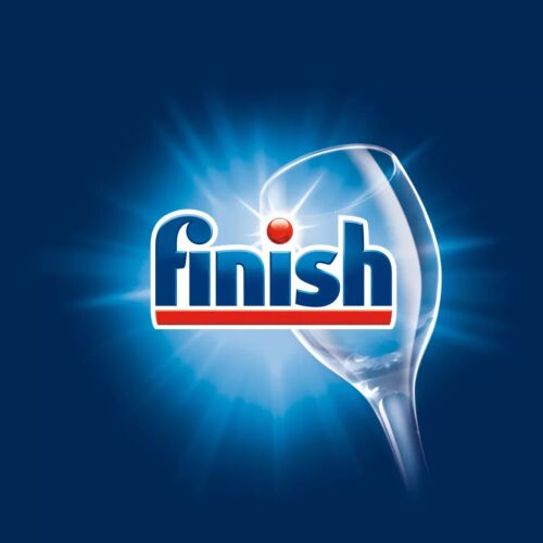Finish logó egy csillogóan tiszta pohárral - Gépi mosogatás