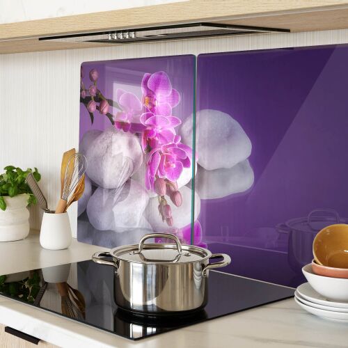 Multifunkcionális Dekoratív Üvegtábla Orchidea Mintával konyhai környezetben - Vágódeszka