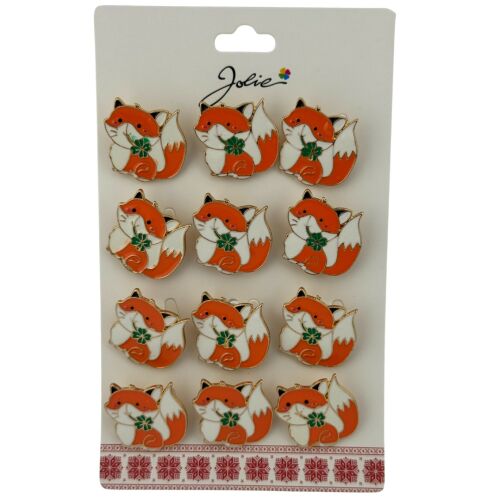 Set 12 Brossok Martisor pentru Copii,, Jolie, modell Vulpe cu Trifoi, narancssárga 162616454 