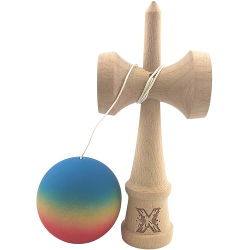 Kendama X Original, Profesionista, Flippy, Fából, Gumifogantyúval, 18 cm, Kék/Sárga/Piros Gradiens 162368272 - Kendama