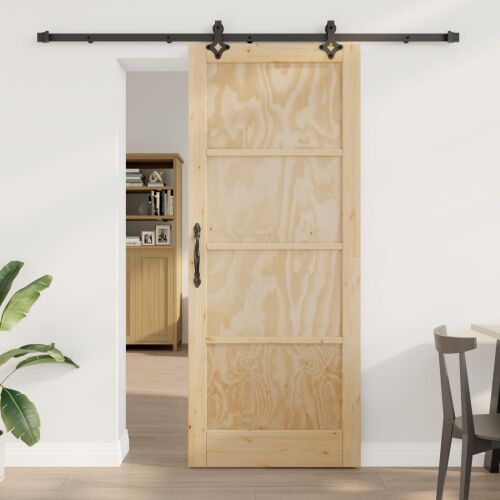 vidaXL Csúszó ajtó ORKDAL 86 x 211 cm Tömör Fenyőfa Természetes 162134327 - Tolóajtó
