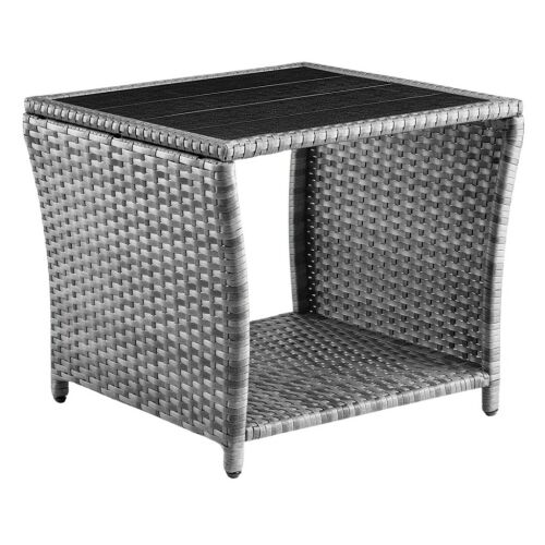 Casaria szürke polyrattan kerti kisasztal tároló polccal, 45x45x40 cm - Kerti asztal